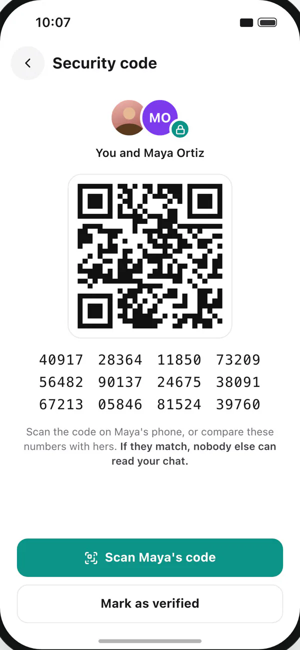 A security code to compare or scan